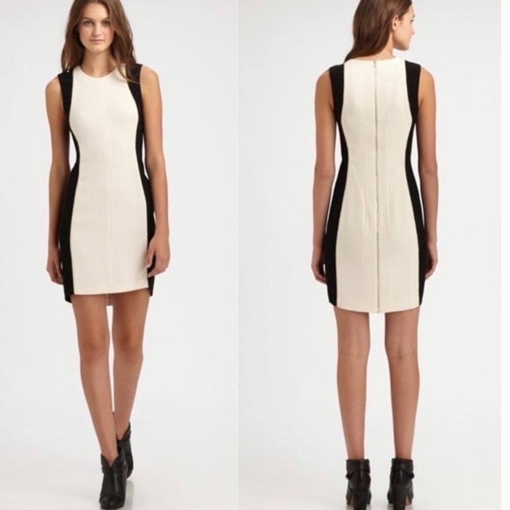 Rag & Bone Dupont Sleeveless Sheath Dress in Ivory/Black Sz 4